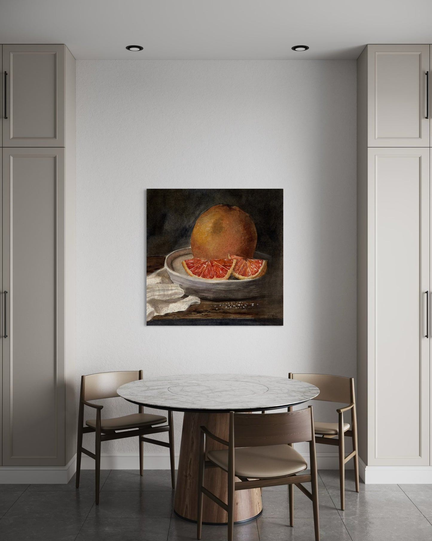 Art print of still life oranges on a plate. By Adi Radai.
