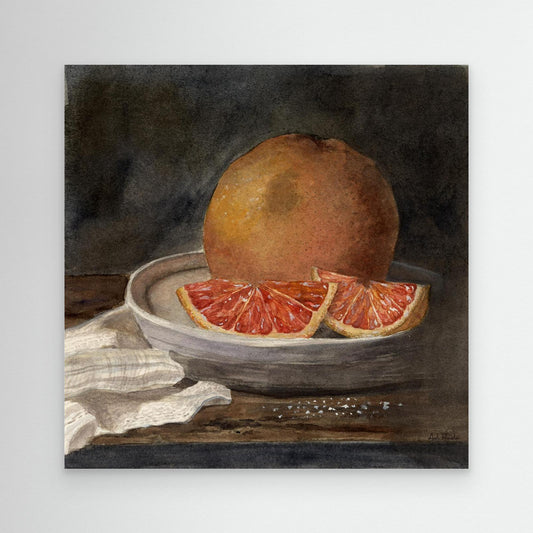 Art print of still life oranges on a plate. By Adi Radai. 