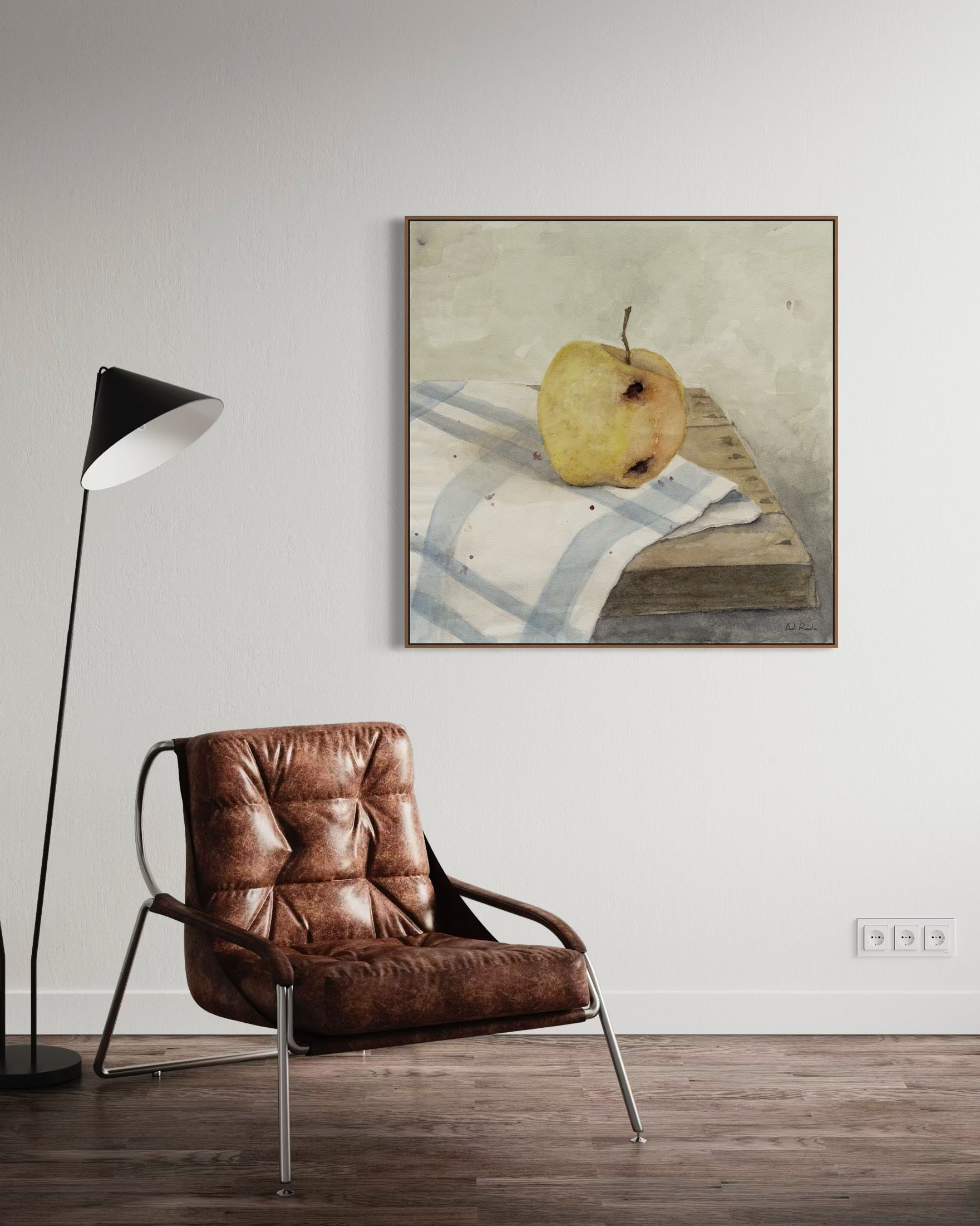 Apple framed still life art print on the wall. By Adi Radai