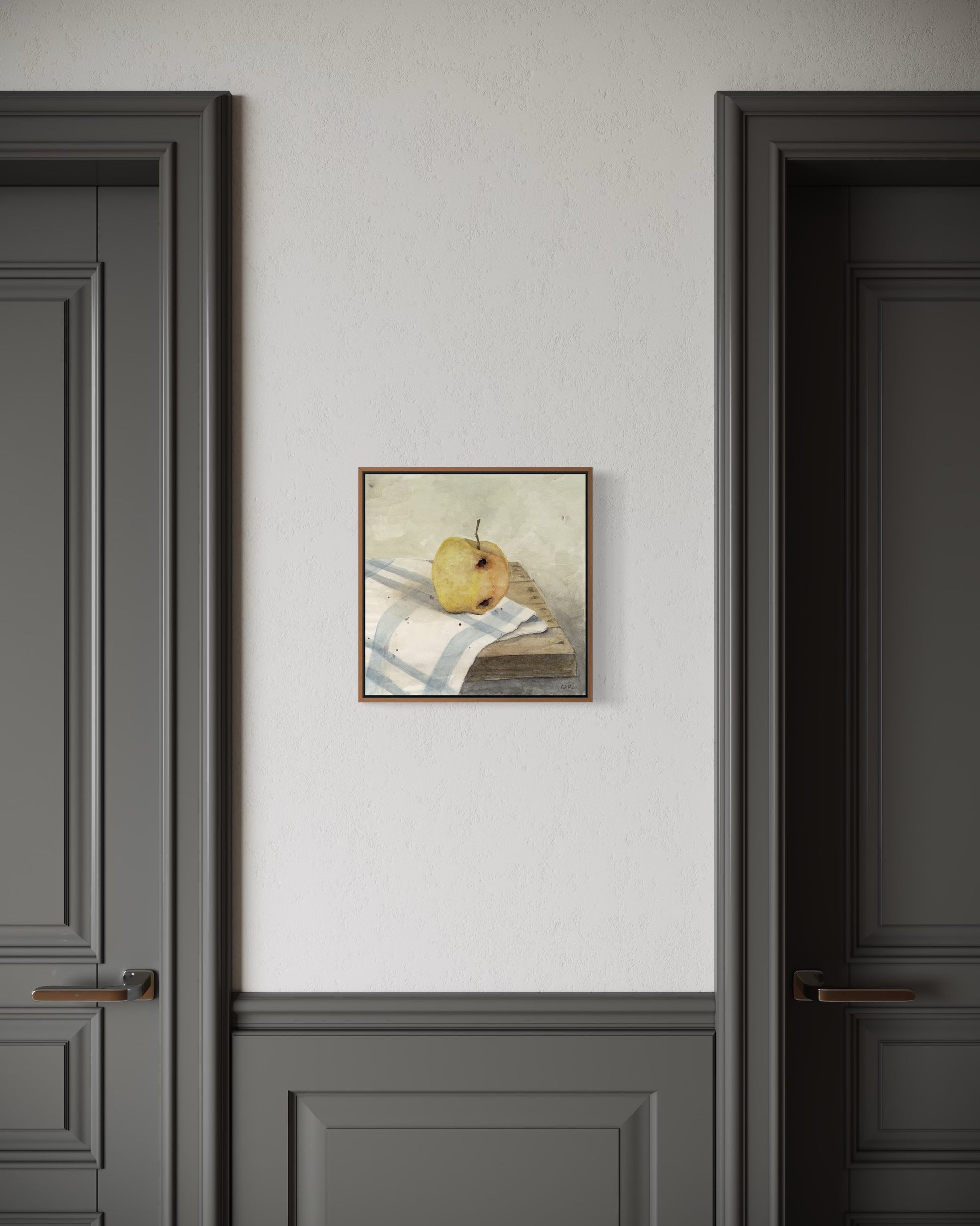 Apple framed still life art print on the wall. By Adi Radai